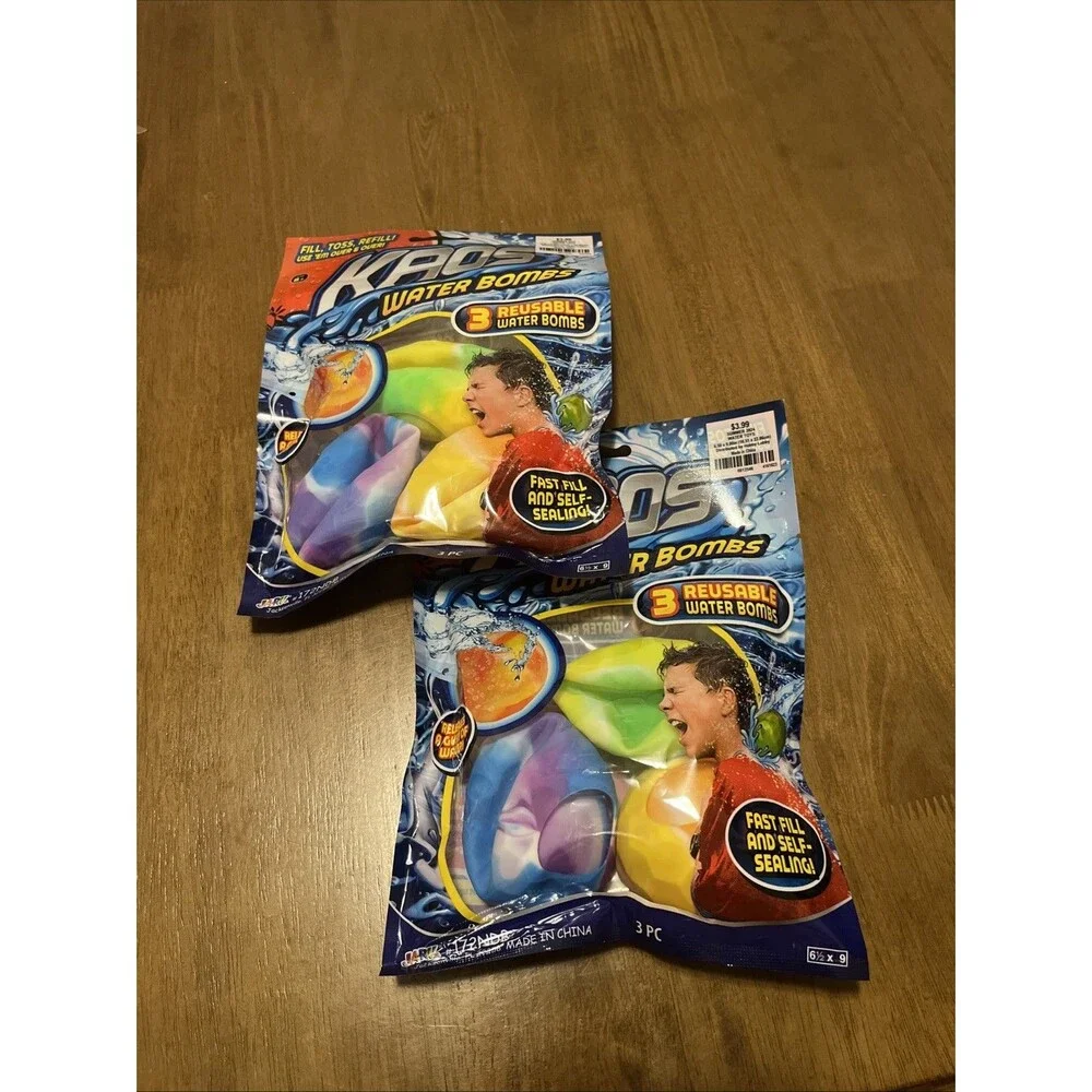 Set Of 2 - Reusable Water Bombs 3-Pack Kaos, by Ja-Ru NEW